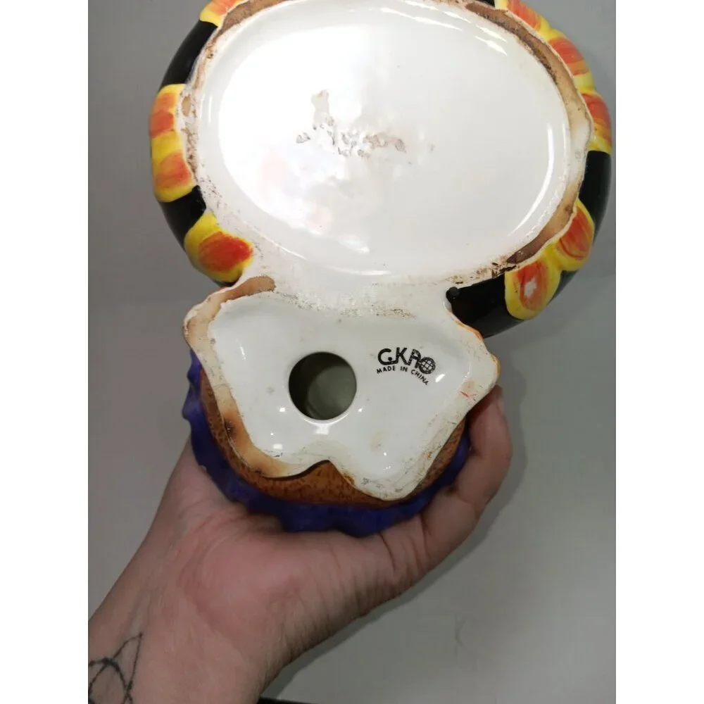 Vintage CKAO Ceramic Witch Bear With Cauldron Halloween Candy Dish